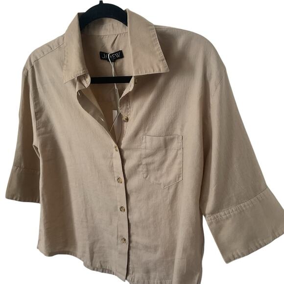J crew Herringbone twill button-up shirt size 4 NWT khaki - Picture 4 of 11